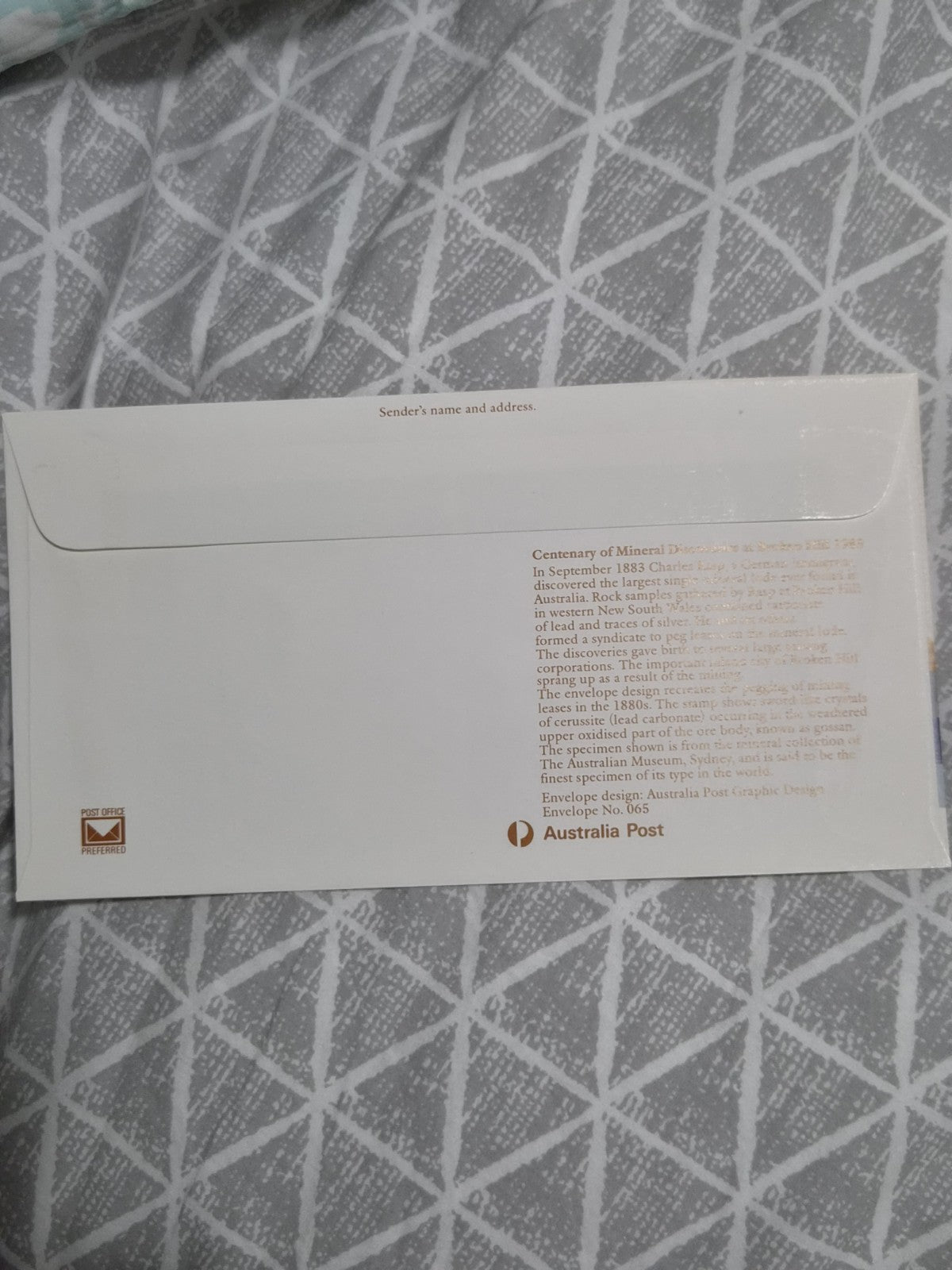 1983 27c 'Centenary of Mineral Discoveries at Broken Hill' Pre-Paid Envelope