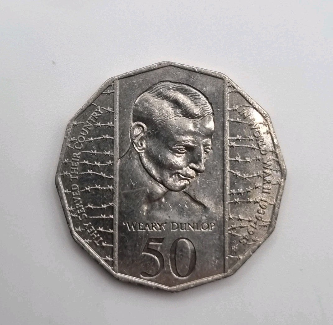 1995 Australian 50 Cent 50c Coin - Weary Dunlop World War II - Light Circulated 