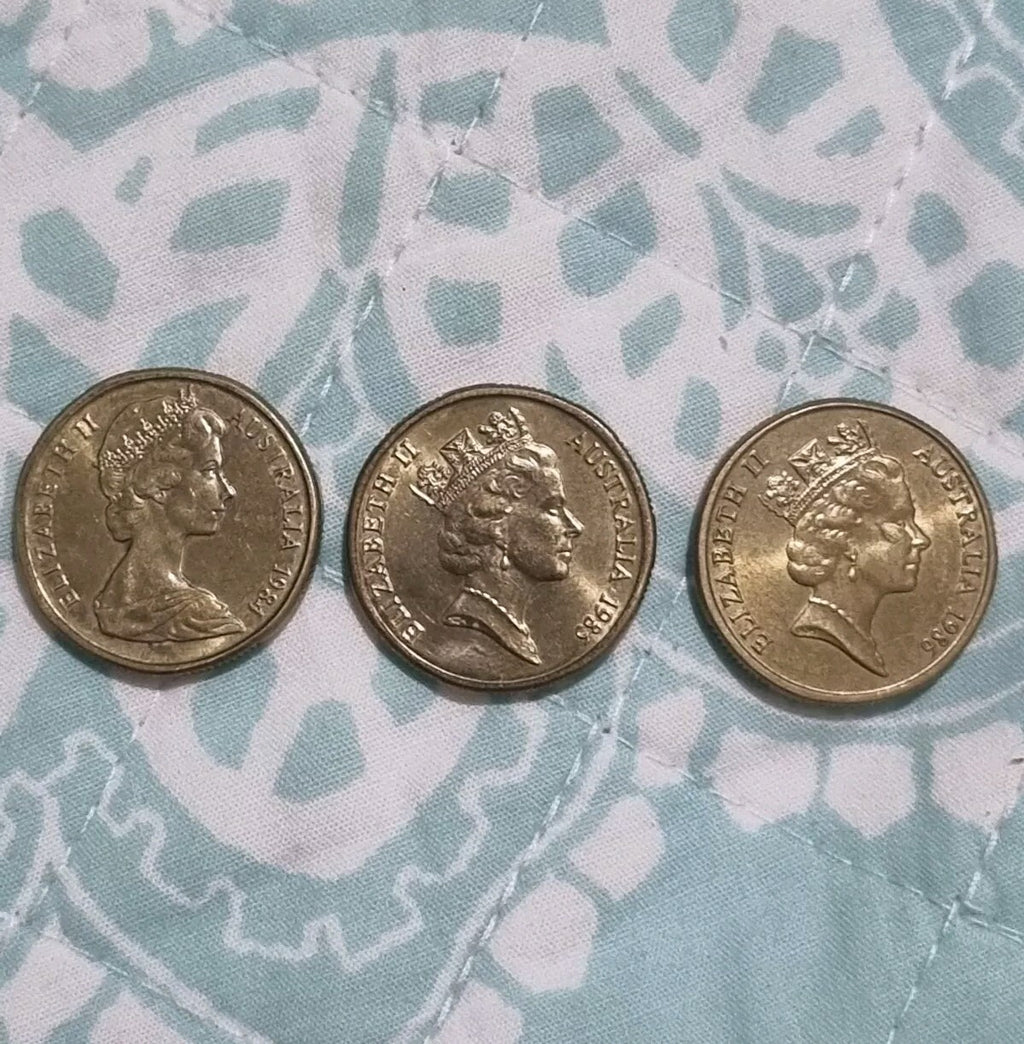 3 x Uncirculated $1 Coins One Dollar 1984 , 1985 , 1986 Year Of Peace