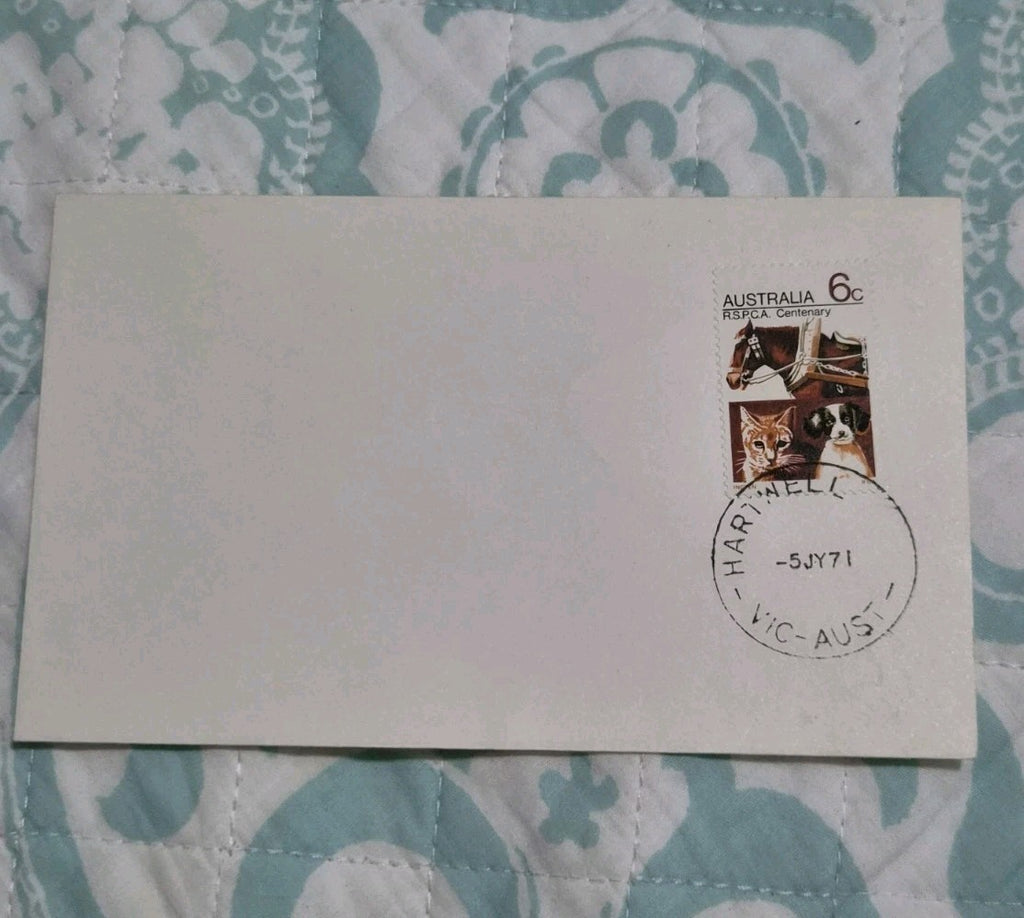 1971 FDC Australia - Centenary of R.S.P.C.A. - Six Cent Stamp 