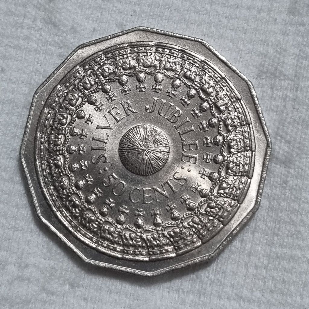 1977 UNC Silver Jubilee 50 cent coin- Extremely Shiny 