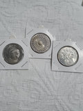 3 x 50 Cent Coins - 1977 , 1981 , 1982 In 2x2 Holders For Protection 