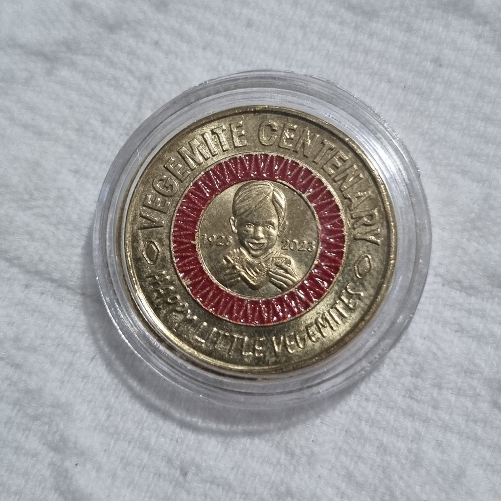 2023 Vegemite Centenary Red Happy Two Dollar Coloured Coin $2 Australia UNC