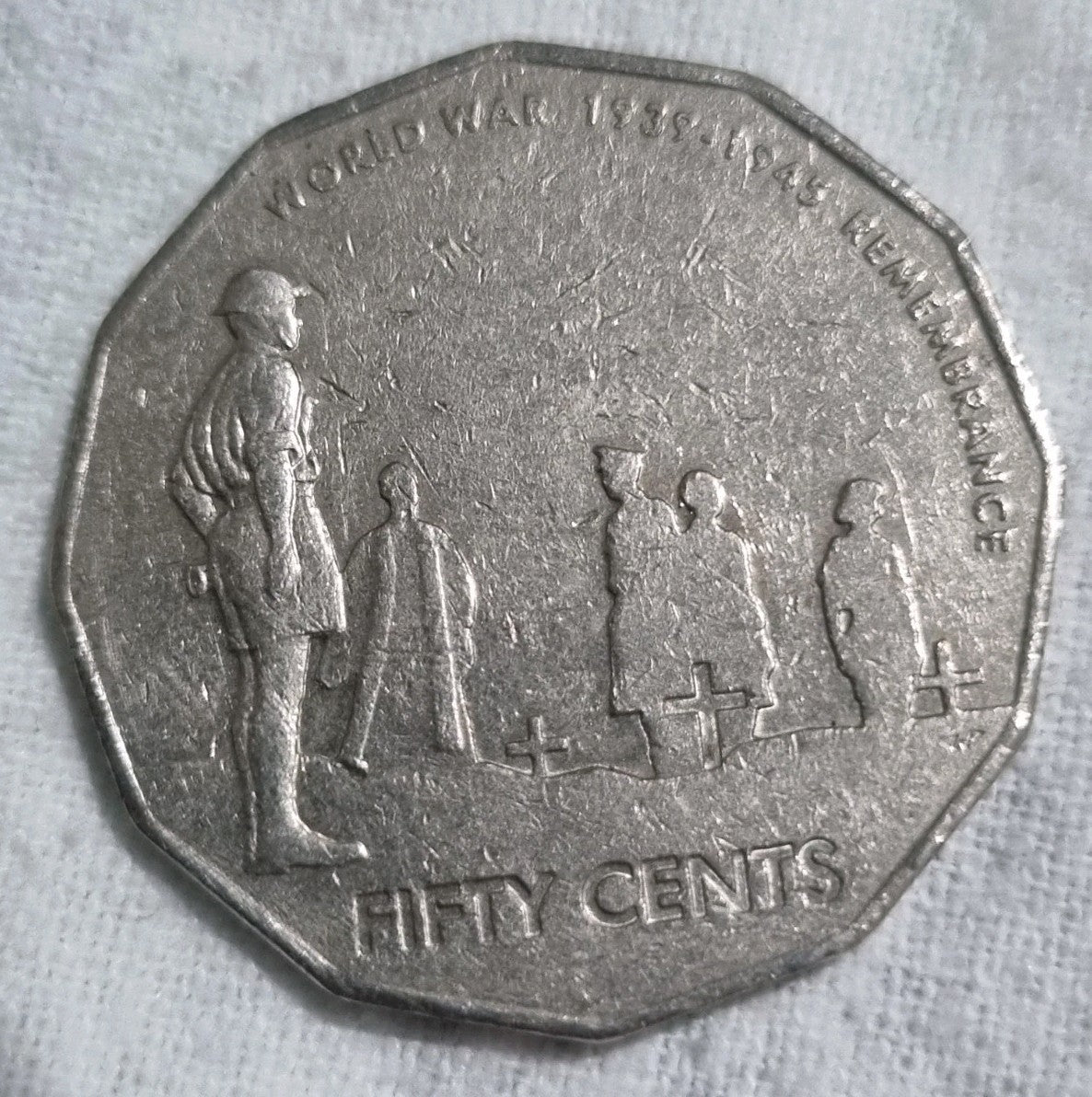 2005 50 Cent Coin- World War II Remembrance With Cud