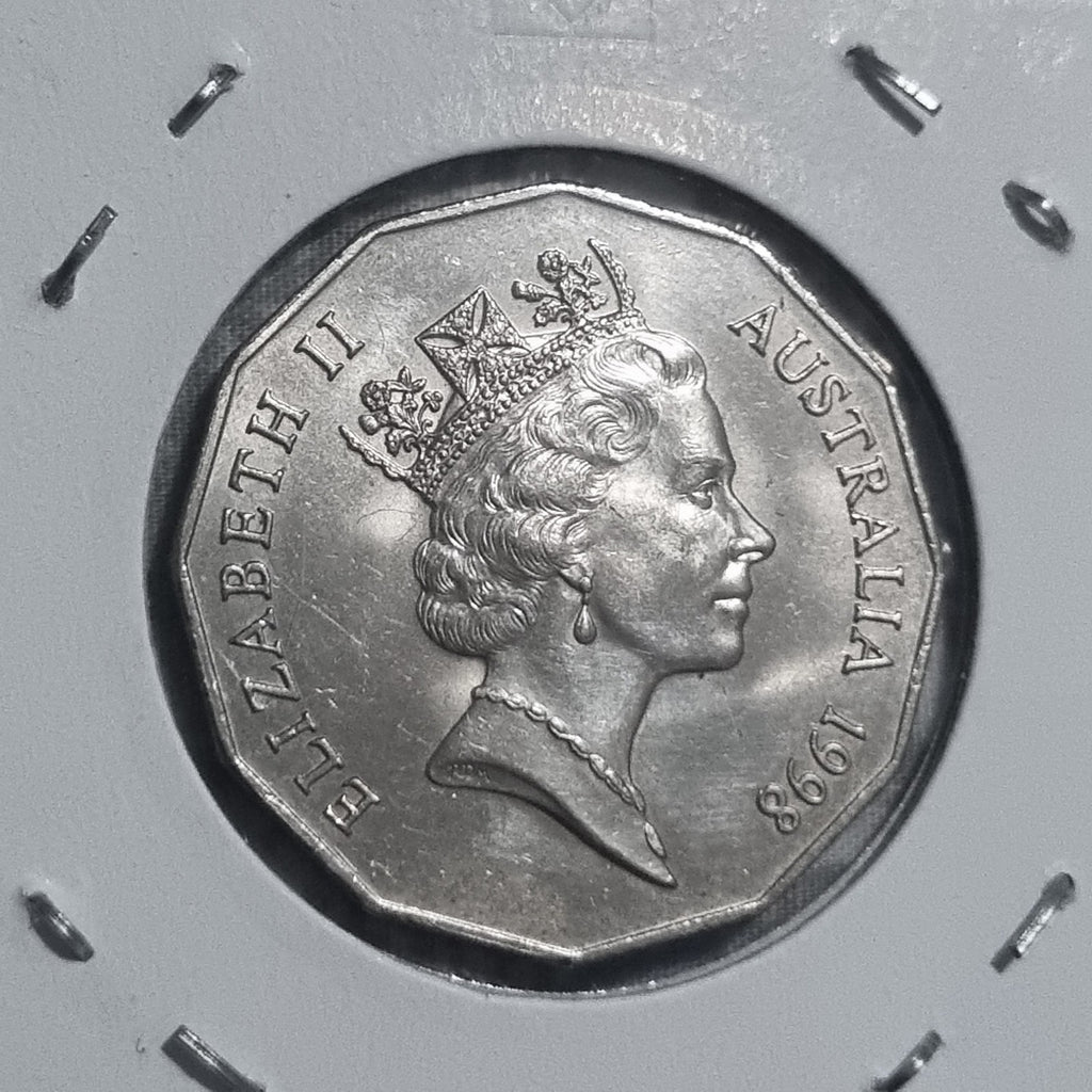 1998 UNC Bass & Flinders 50 Cent Coin In 2x2 Holder 
