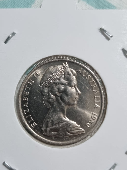 1980 10 Cent UNC Coin Australian Ten Cents In 2x2 Holder 