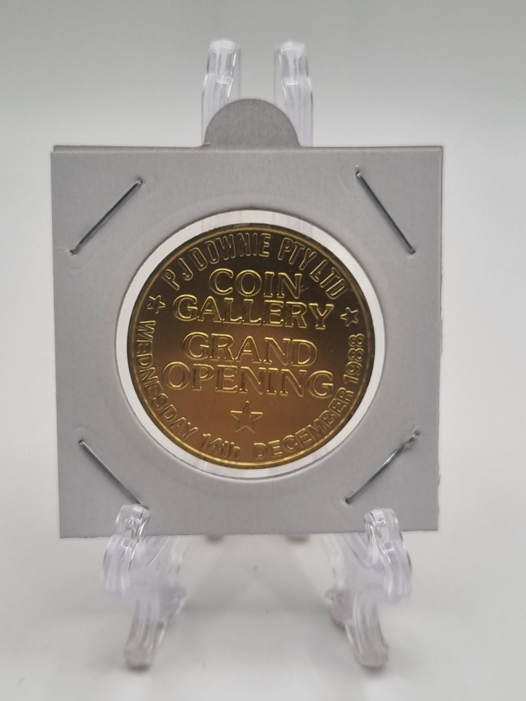 PJ Downie Pty Ltd Coin Gallery Grand Opening commemorative medallion 1988