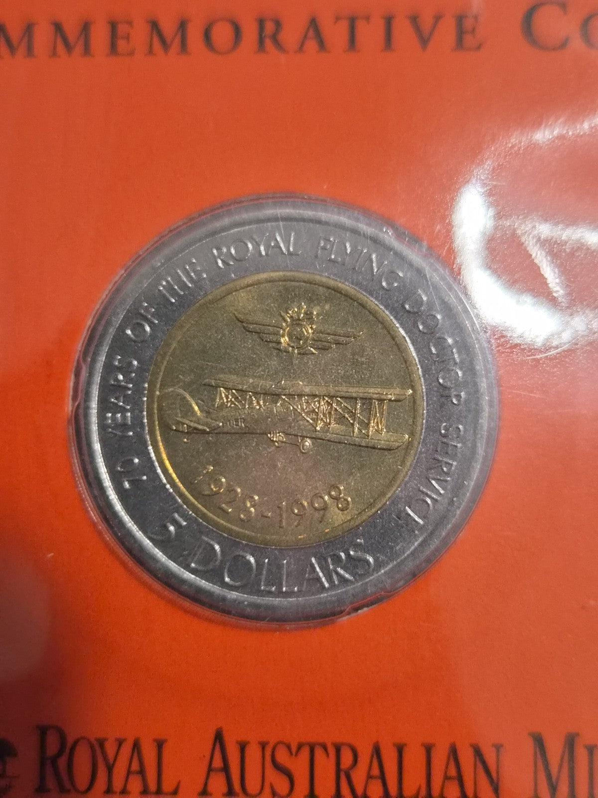 1998 $5 Royal Flying Doctor Commemorative Coin & Phonecard