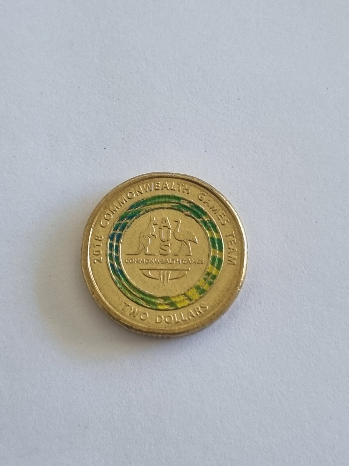 2018 $2 Dollar Coin Commonwealth Games Team Green Gold