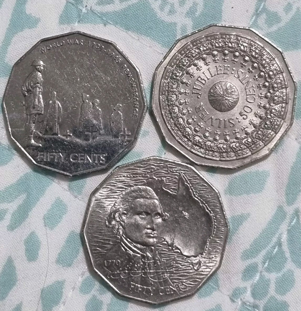 3 x 50 Cent Various Commemorative Coins Excellent Conditions including 2 x aUNC