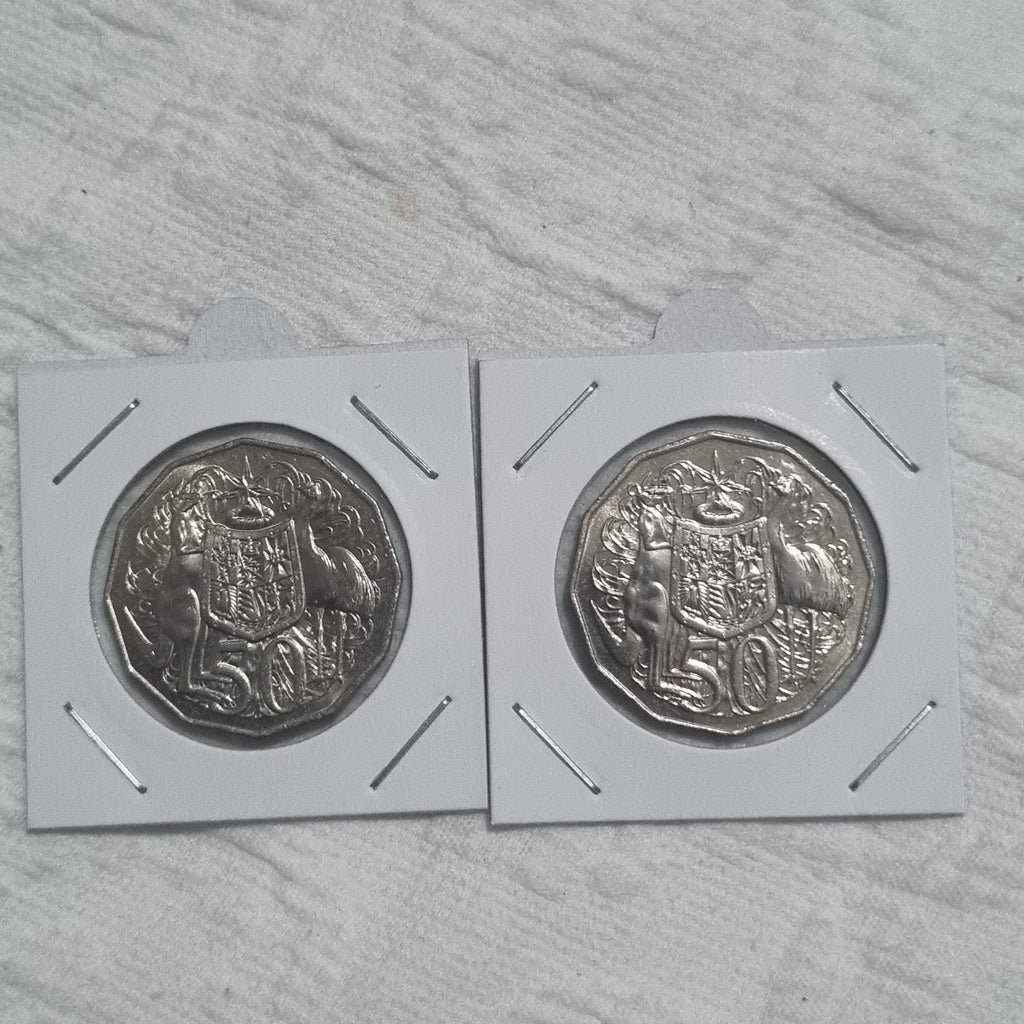 1980 & 1981 50 Cent Coins  in 2x2 holders 