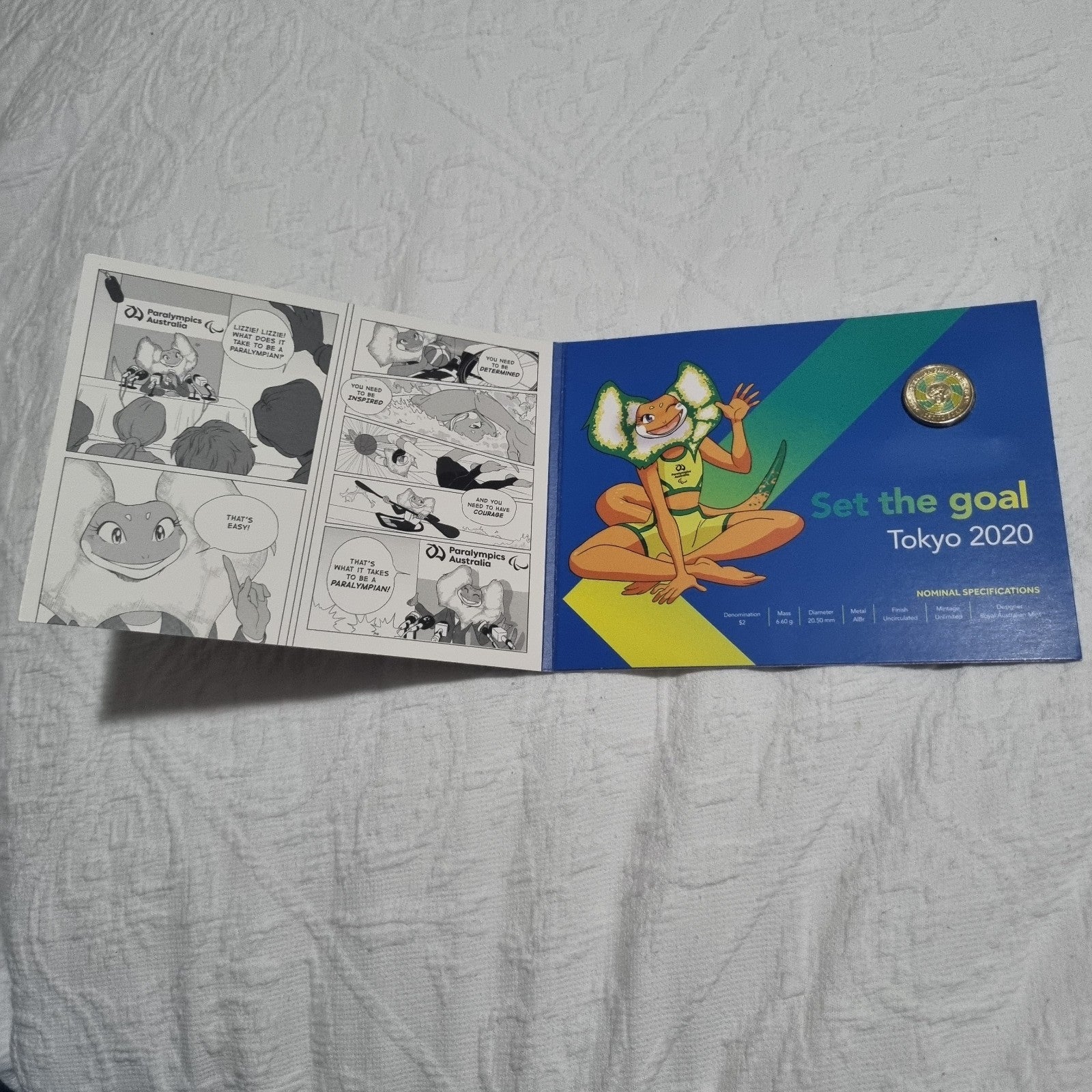 2020 $2 Tokyo Paralympics Coloured UNC Two Dollar Coin in Folder 