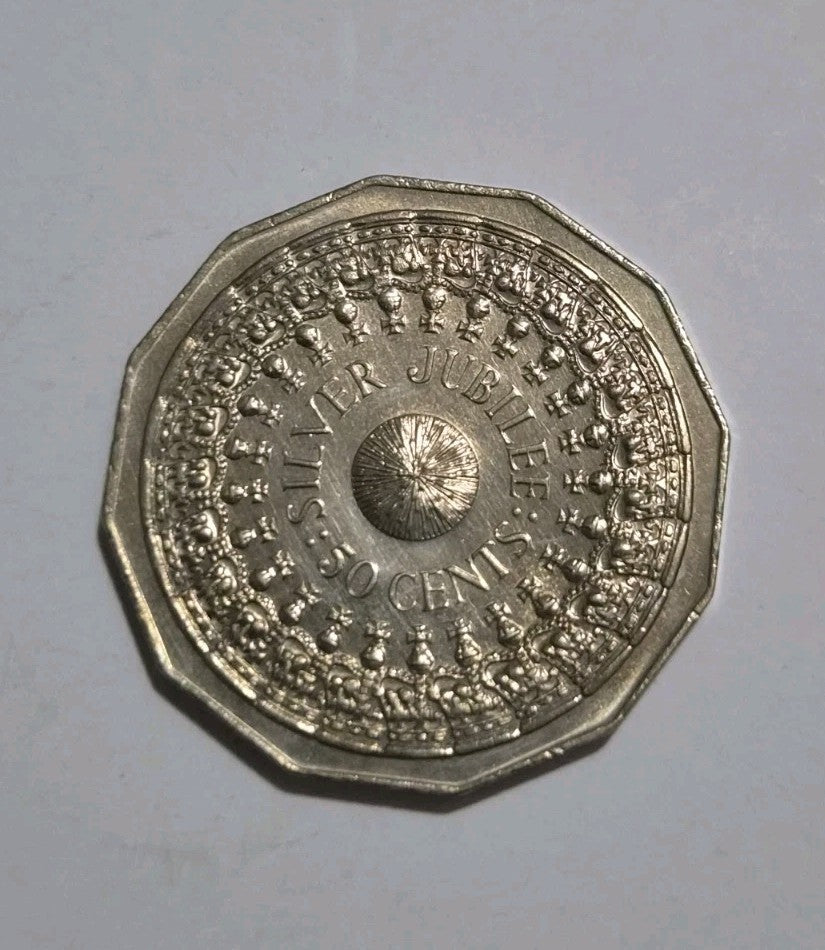 1977 Silver Jubilee 50 cent coin + Free  FDC Included 