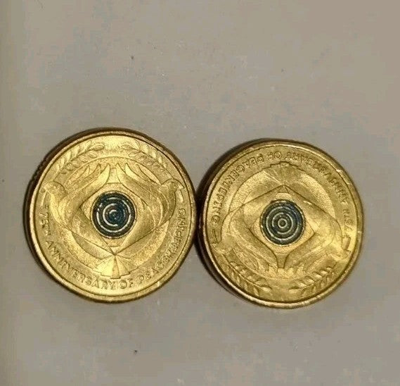 2 x 2022 Two Dollar Peacekeeping 75th Anniversary dove $2 dove Coin Lightly Circ
