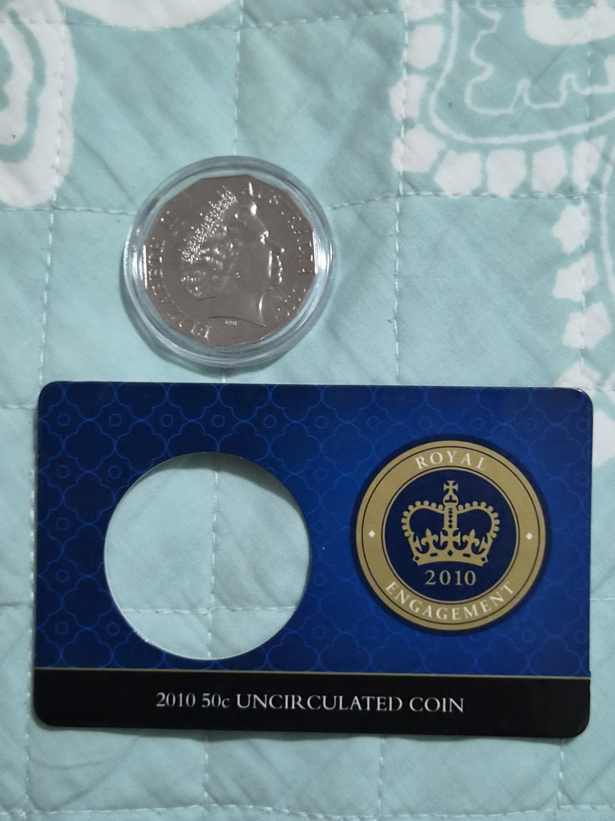 2010 Royal Engagement 50 Cent Uncirculated Coin Prince William + Catherine - RAM