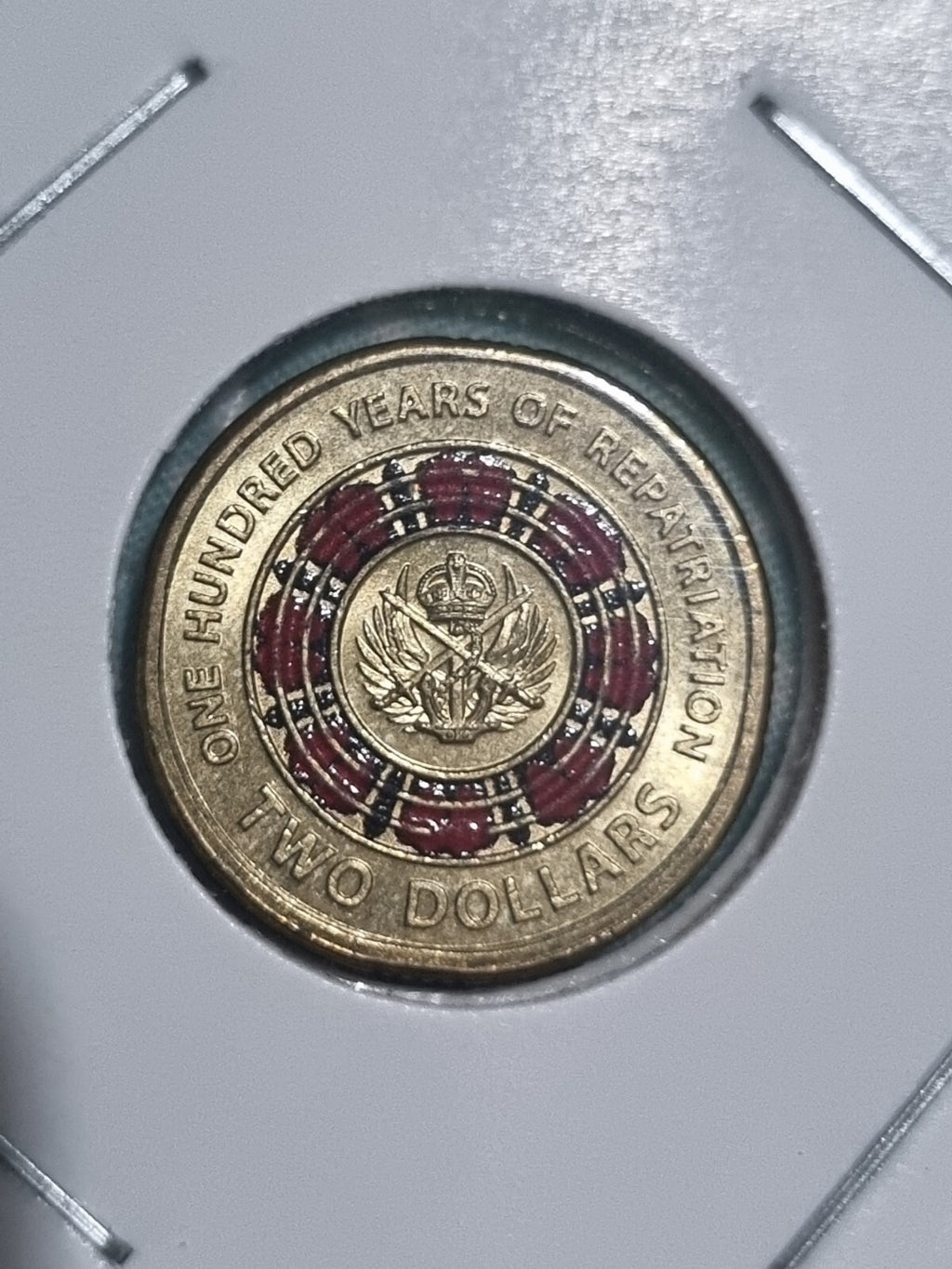 2018-2021 ; 4 x UNC ANZAC Themed $2 Two Dollar Coloured Coins In 2x2 Holders