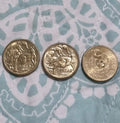 3 x Uncirculated $1 Coins One Dollar 1984 , 1985 , 1986 Year Of Peace