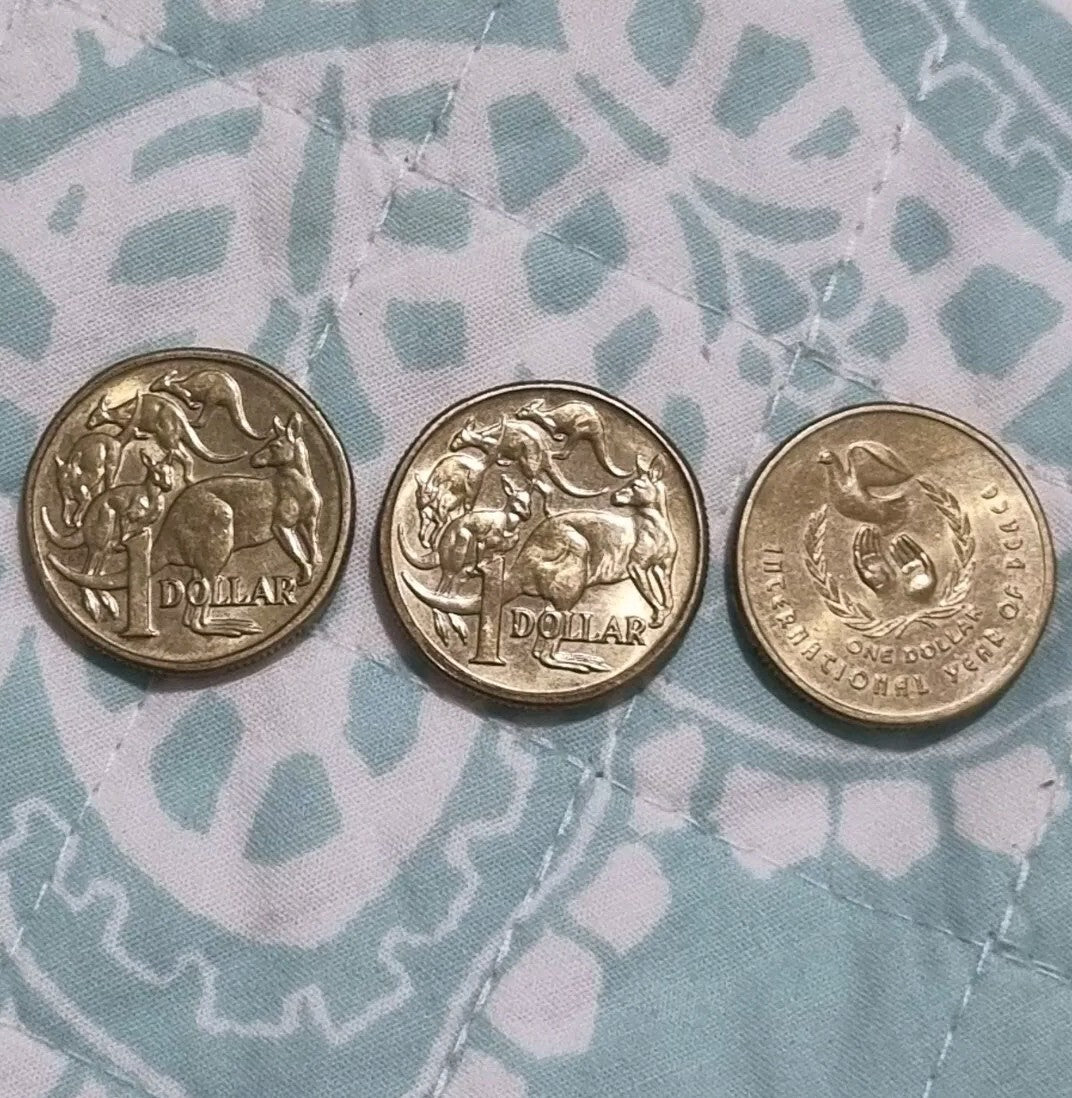 3 x Uncirculated $1 Coins One Dollar 1984 , 1985 , 1986 Year Of Peace