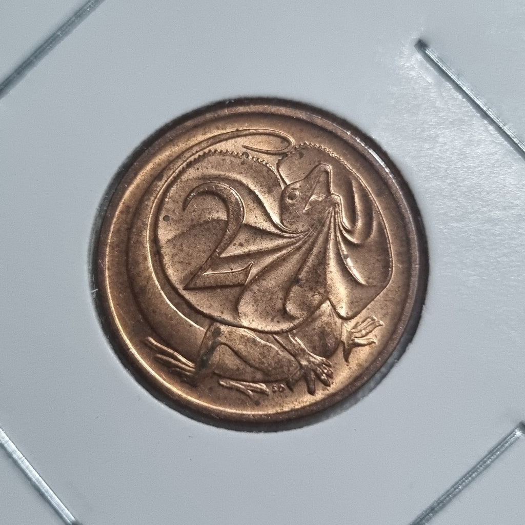 1985 Uncirculated Two Cent Coin in 2 x 2 holder - Beautiful Coin 