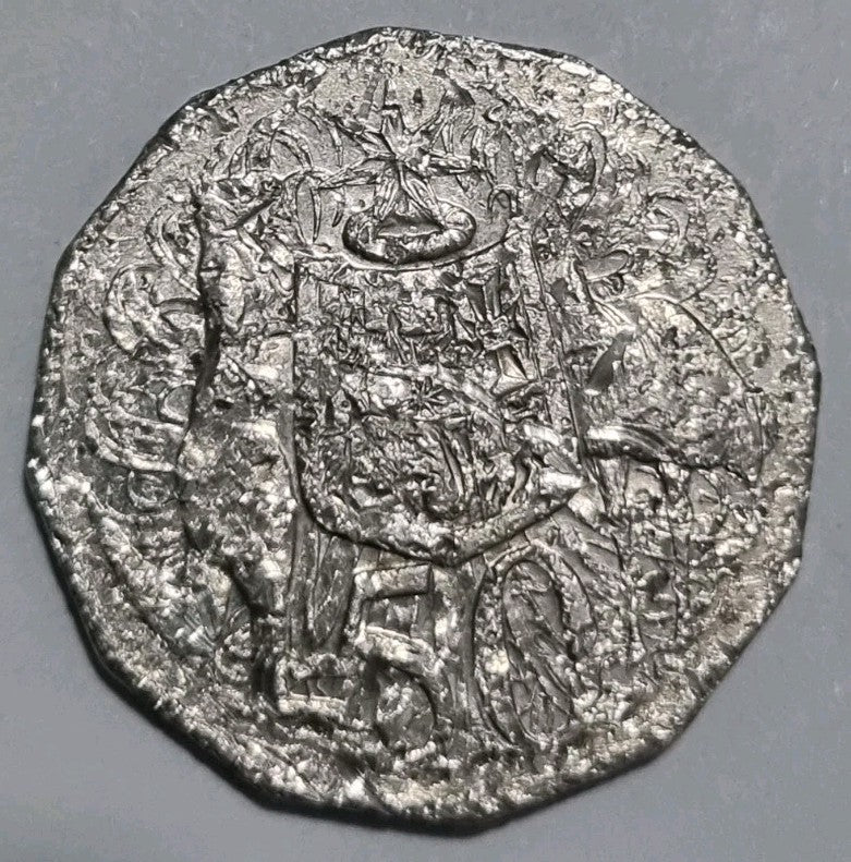 Mangled 50 Cent Coin - Coat of Arms - Heavily Circulated 