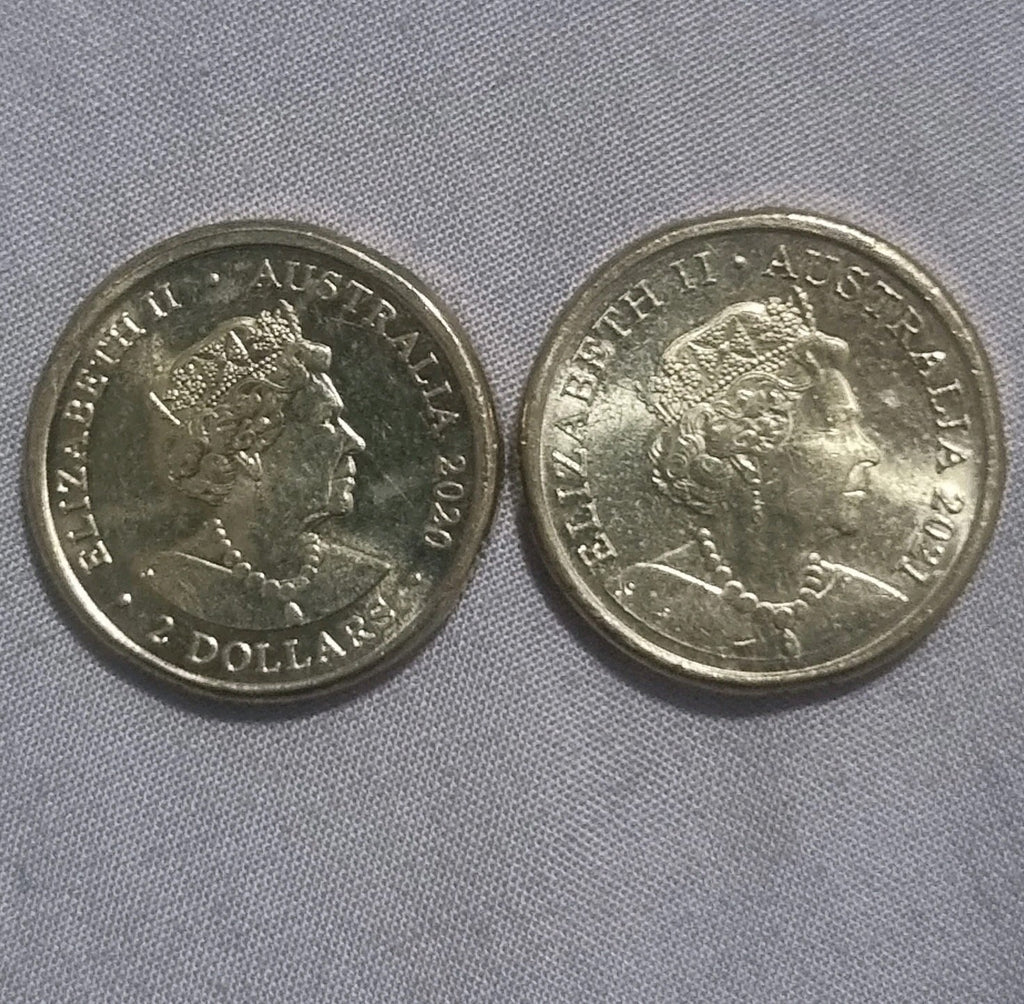 2 x Blue Two Dollar Coloured Coins - 2021 Wiggles & 2020 Olympic Games Coin 