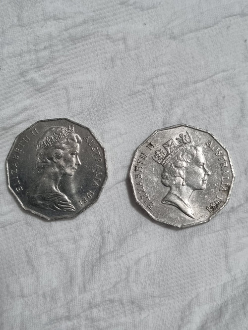 1 x 1988 50 Cent Bicentenary Coin + 1 x 1981 Prince Charles & Princes Diana 