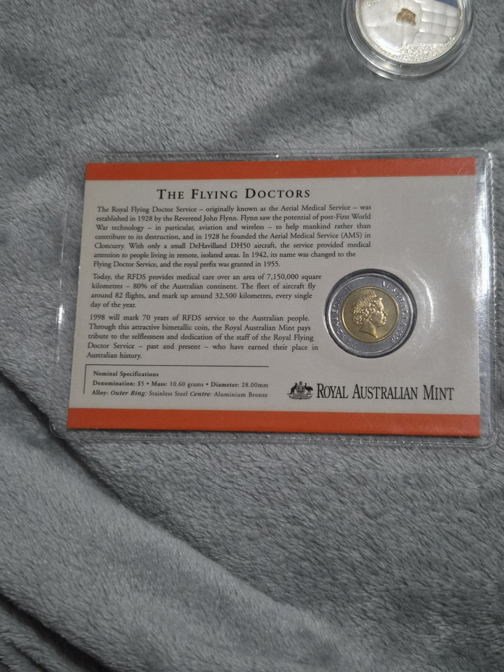 1998 $5 Royal Flying Doctor Commemorative Coin & Phonecard
