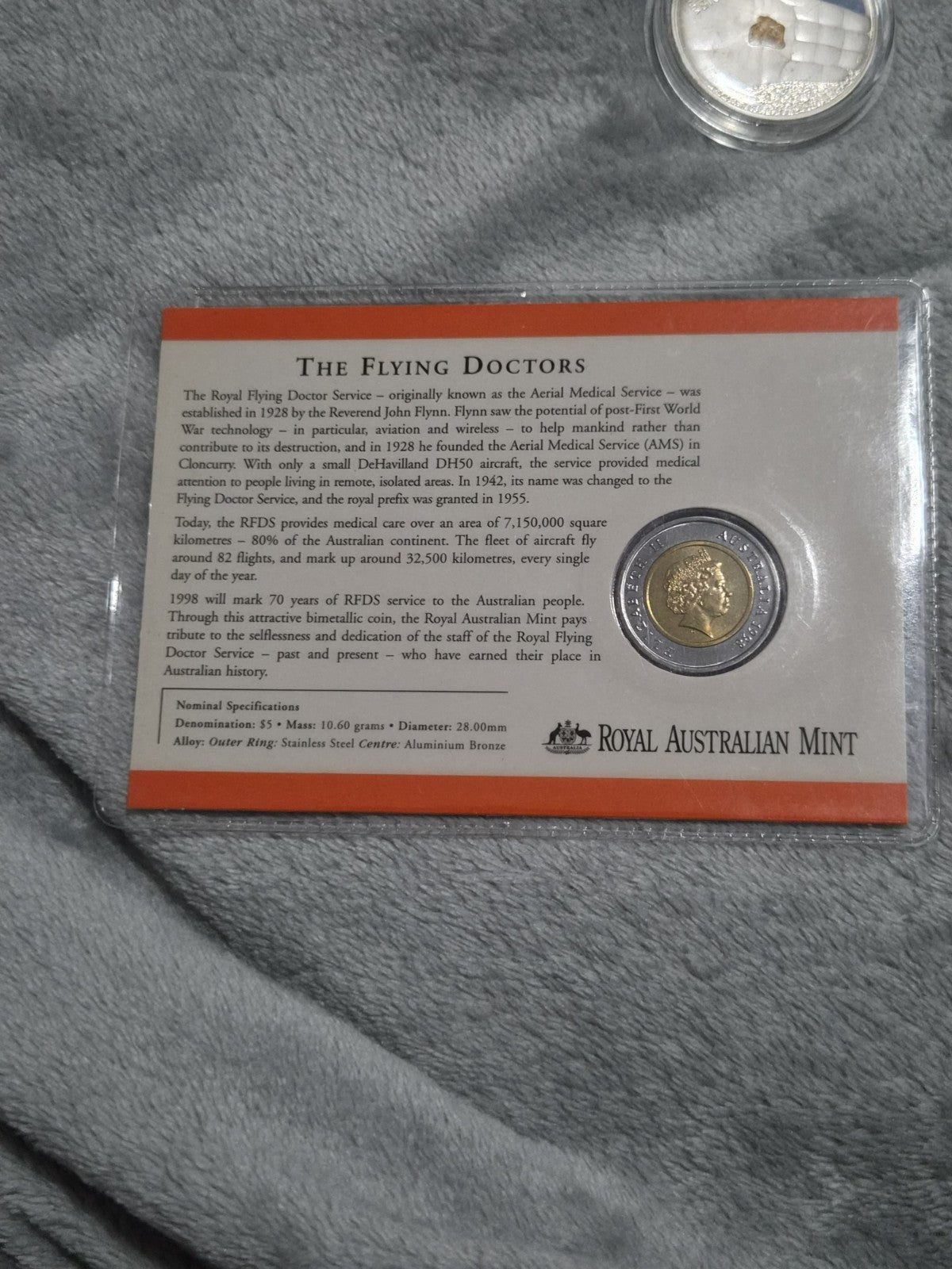 1998 $5 Royal Flying Doctor Commemorative Coin & Phonecard