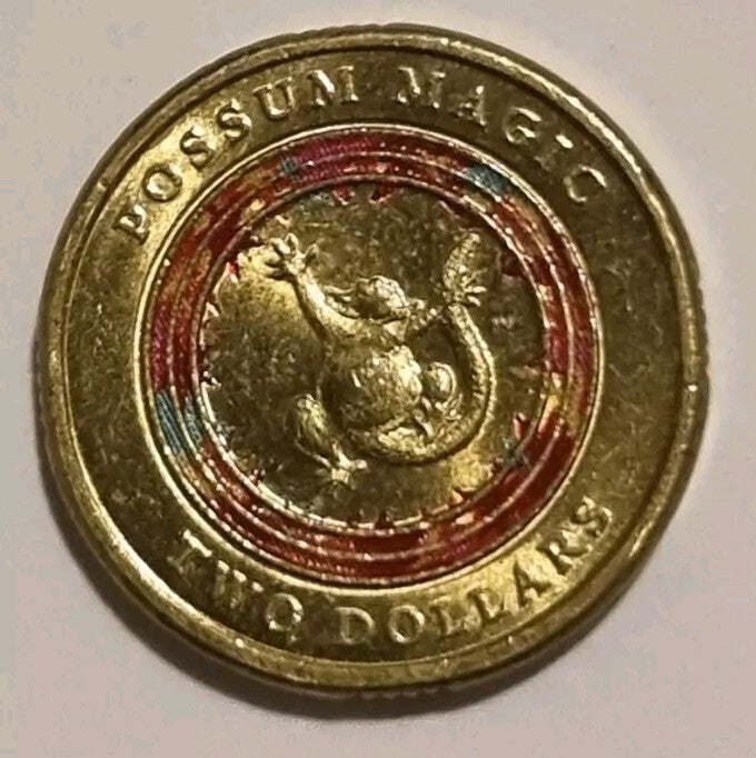 aUNC 2017 $2 RED POSSUM MAGIC HAPPY HUSH IS VISIBLE TWO DOLLAR COIN