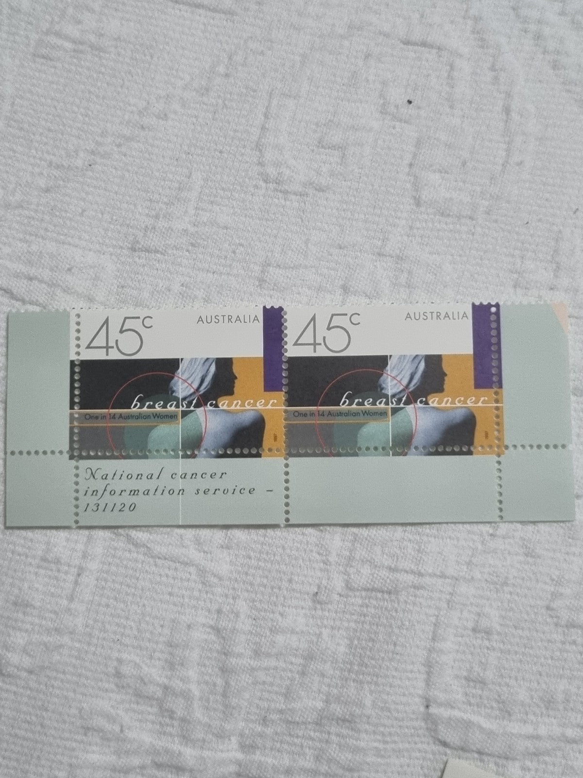 1997 Australia - Breast Cancer Awareness 2 x 45 Cent Stamps MUH