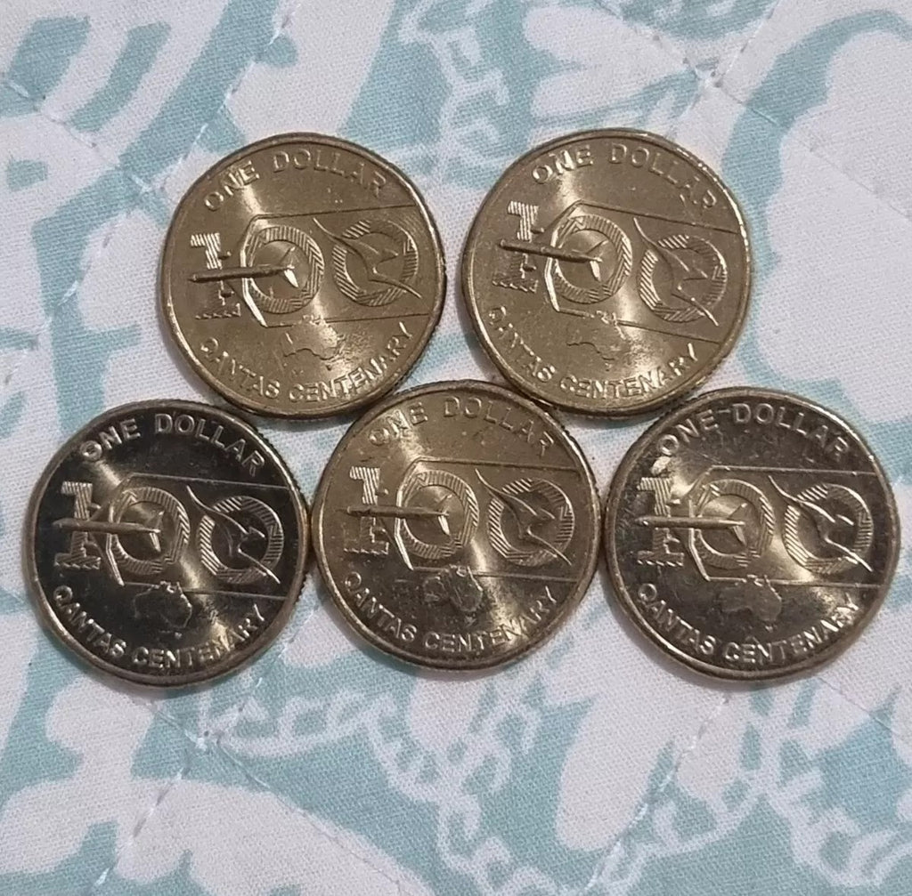 5 x 2020 One Dollar Coins -  Qantas CENTENARY Uncirculated $1