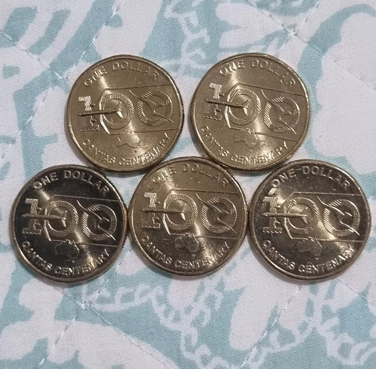 5 x 2020 One Dollar Coins -  Qantas CENTENARY Uncirculated $1