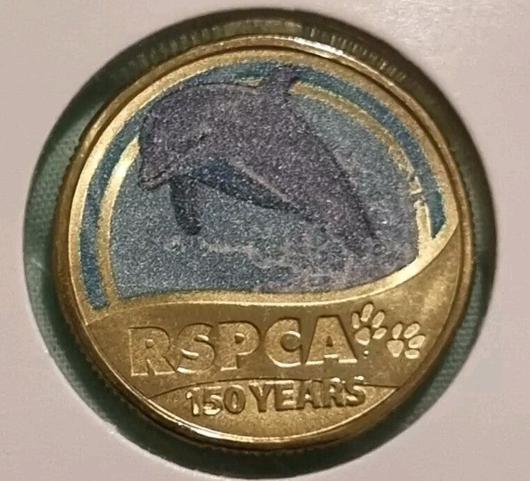 2021 $1 150th anniversary of the RSPCA Australia Dolphin Coloured Coin