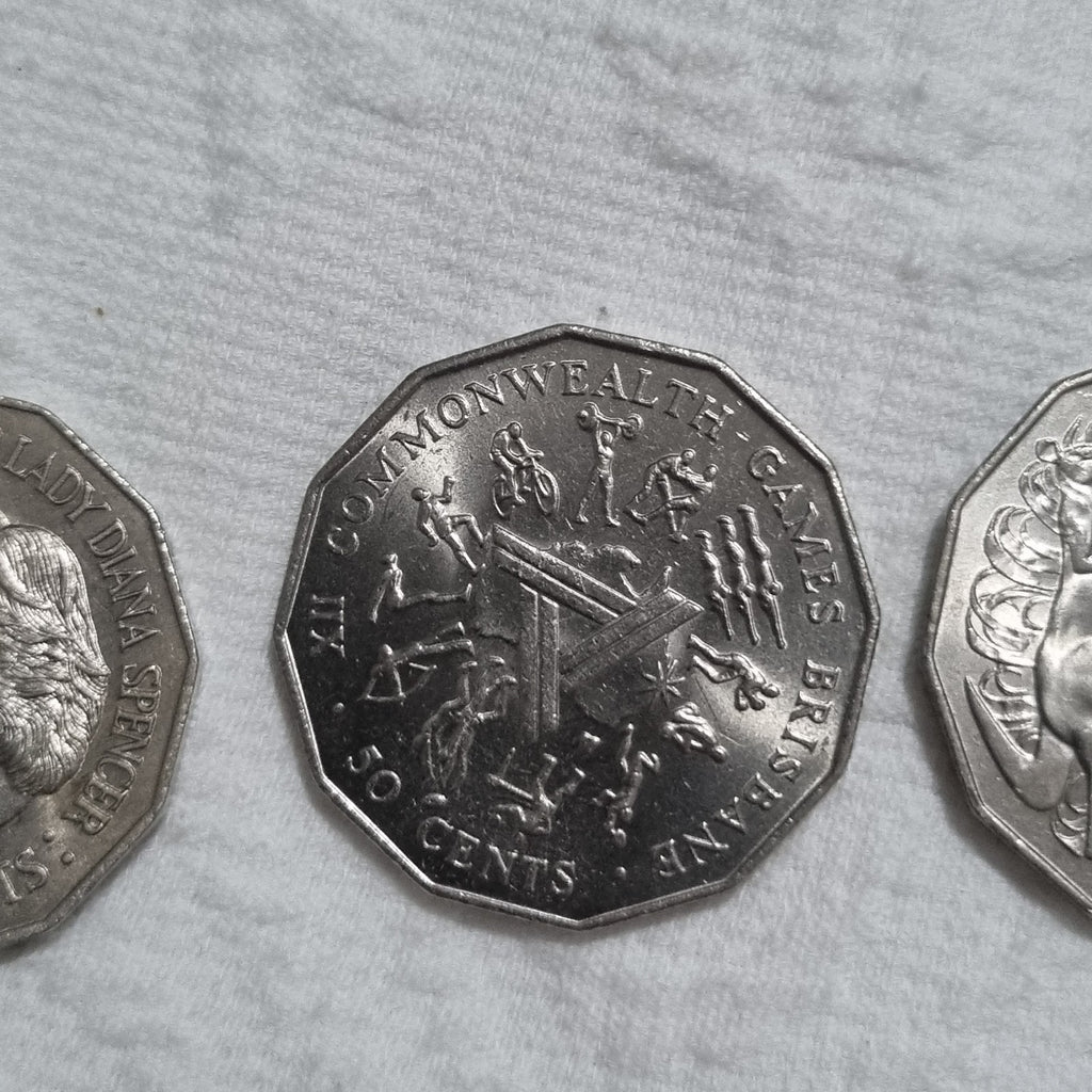 3 x 50 Cent Coins - 1981 , 1982 , 1983 - Very Shiny 