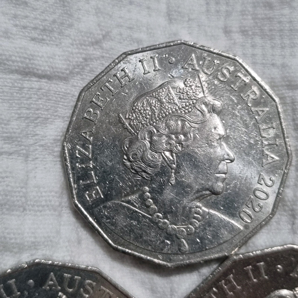 3 x 50 Cent Coins , 2020 , 2021 & 2022 -  Lightly Circulated in 2x2 Holders