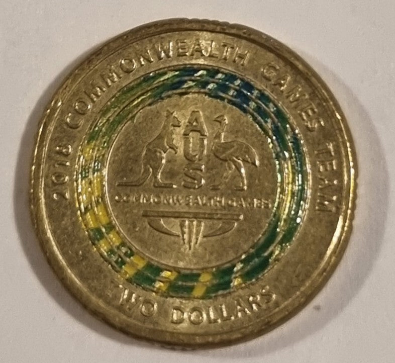 2018 Australian $2 Dollar Coin Commonwealth Games Team Green Gold