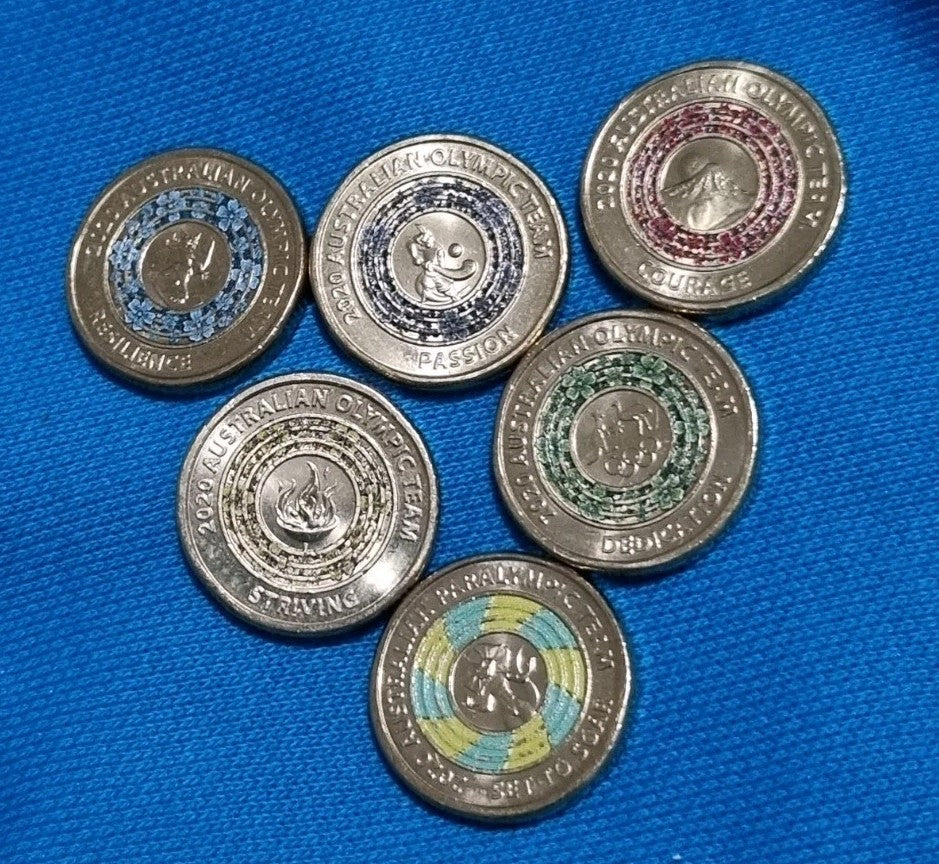 2020 $2 Coin OLYMPIC SET x 6 COINS QUEEN Head - UNCIRCULATED 