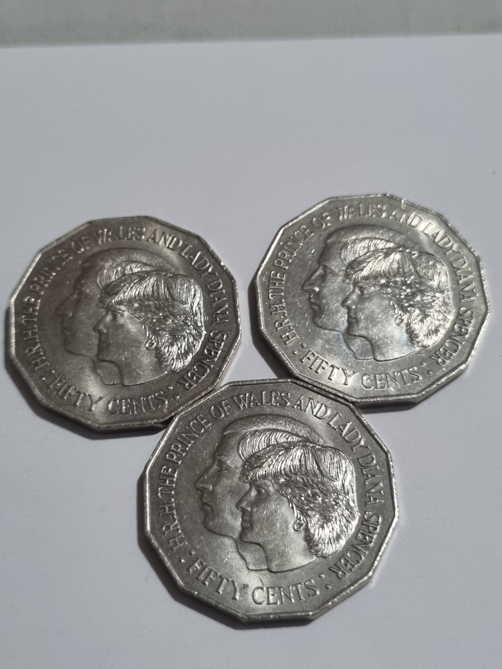 3 x 1981 UNC Fifty Cent 50c Coins Princess Diana and Prince Charles