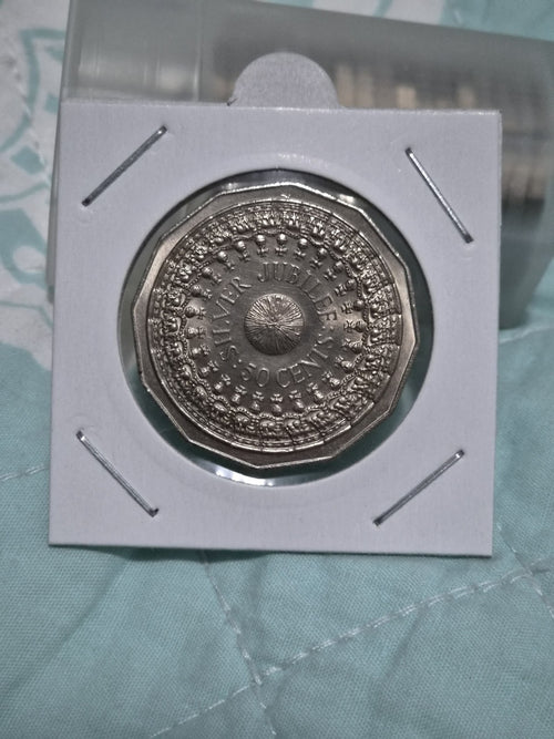 1977 Silver Jubilee 50 cent coin + Free  FDC Included 