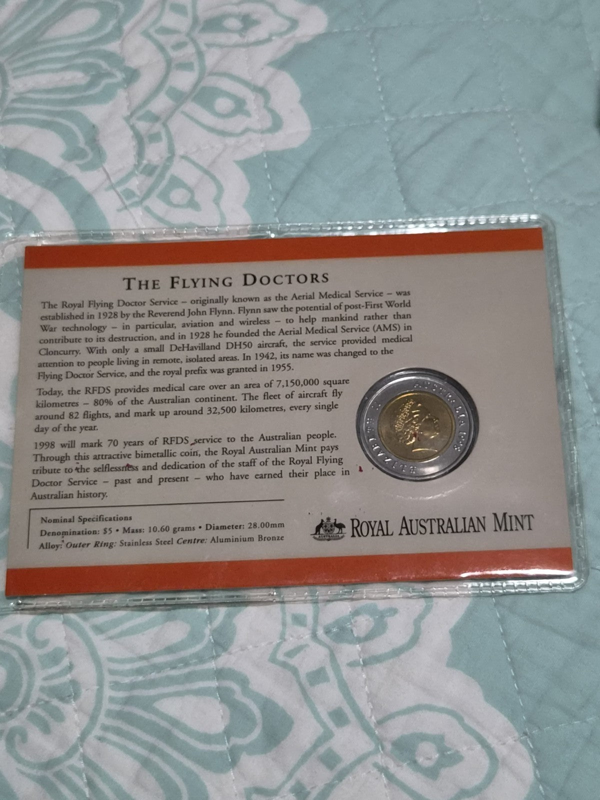 1998 $5 Royal Flying Doctor Commemorative Coin 