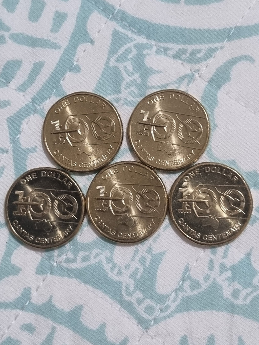 5 x 2020 One Dollar Coins -  Qantas CENTENARY Uncirculated $1