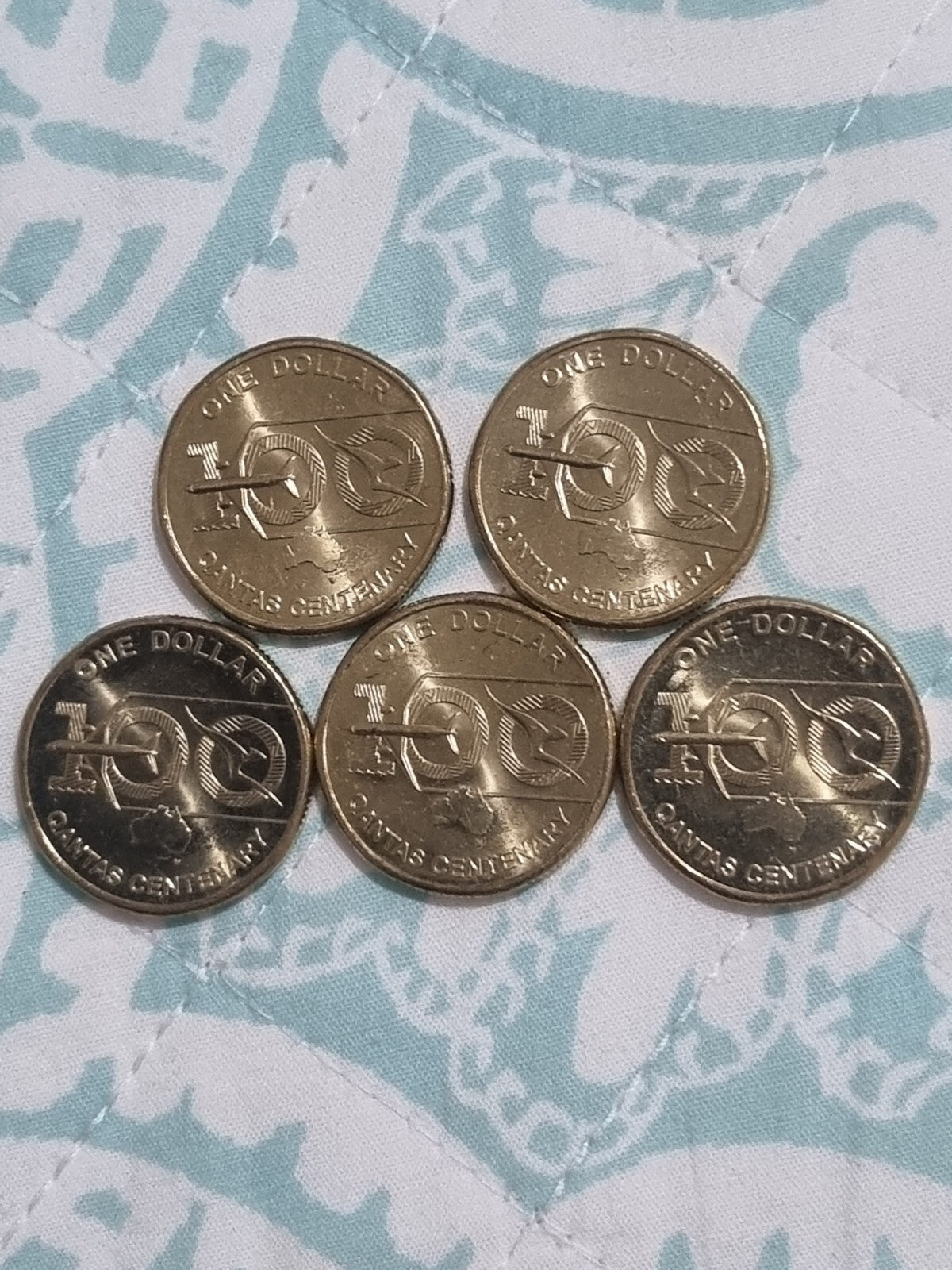 5 x 2020 One Dollar Coins -  Qantas CENTENARY Uncirculated $1