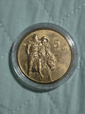 1990 $5 ANZAC 75th Anniversary Coin In Capsule 