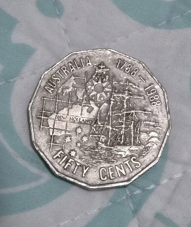 1988 50 Cent Bicentennial Tall Ship Coin - Circulated 