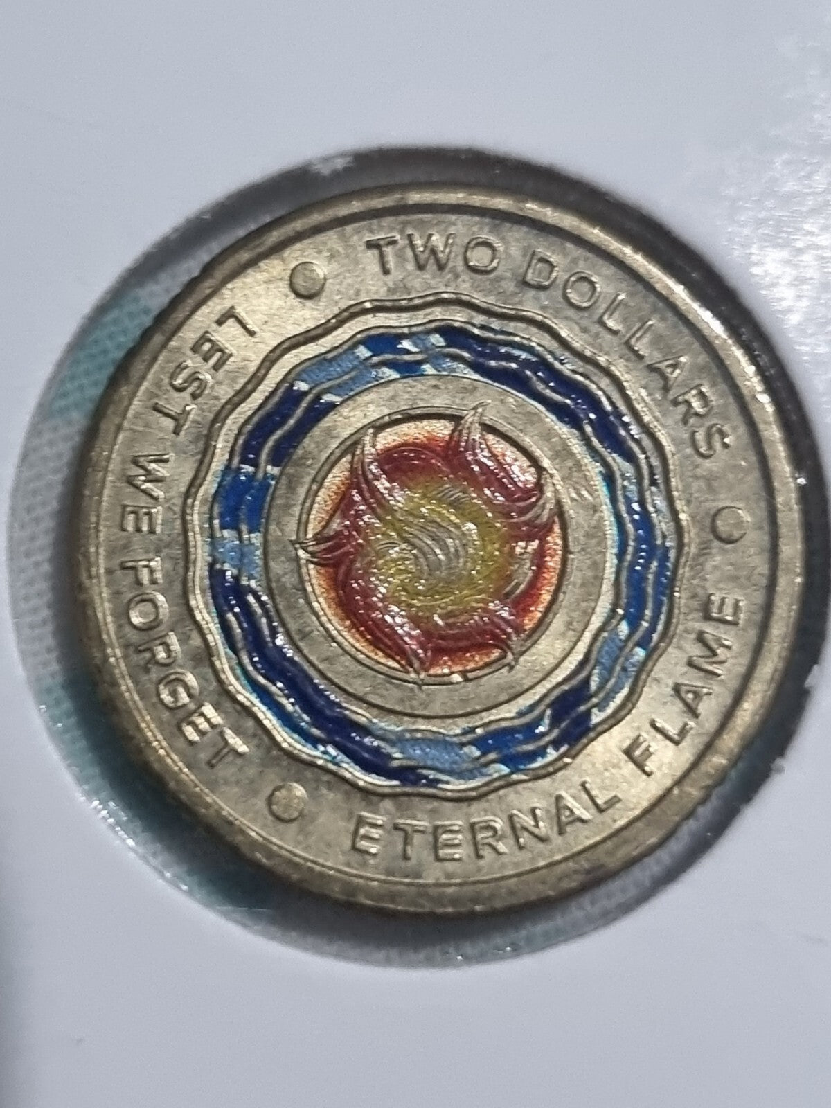2018-2021 ; 4 x UNC ANZAC Themed $2 Two Dollar Coloured Coins In 2x2 Holders