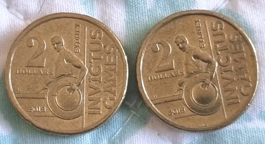 2 x 2018 Invictus Games $2 Dollar Coins - Circulated Two Dollars 