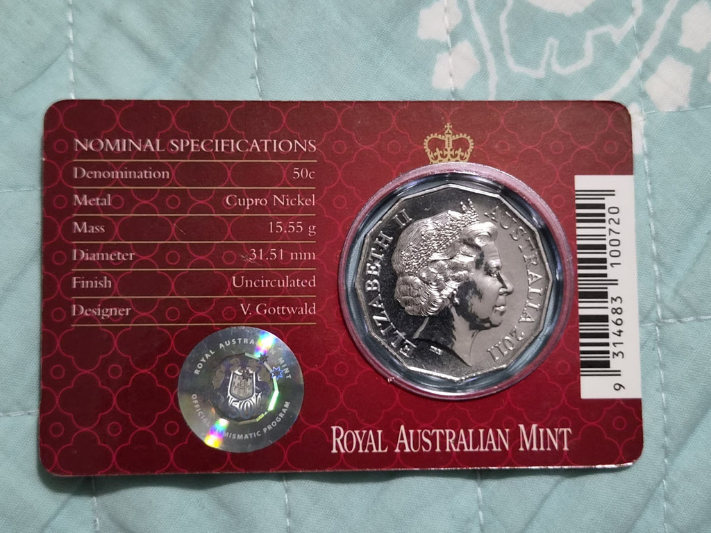 2011 Royal Wedding 50 Cent Uncirculated Coin Prince William + Catherine - RAM