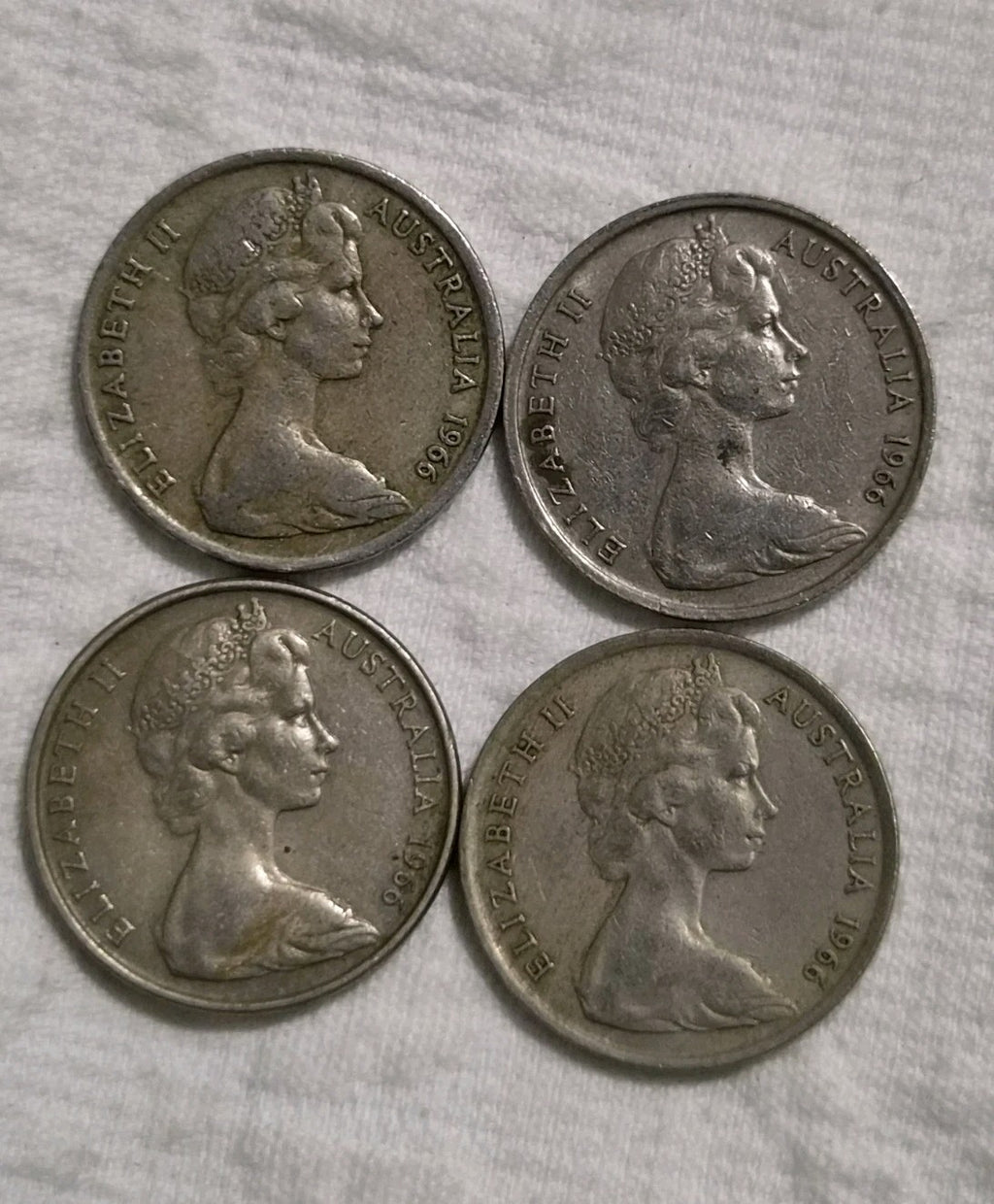 4 x 1966 10 Cent Coins Ten Cents