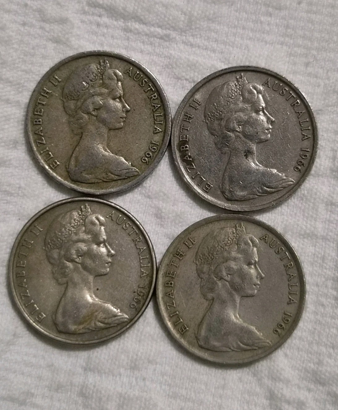 4 x 1966 10 Cent Coins Ten Cents