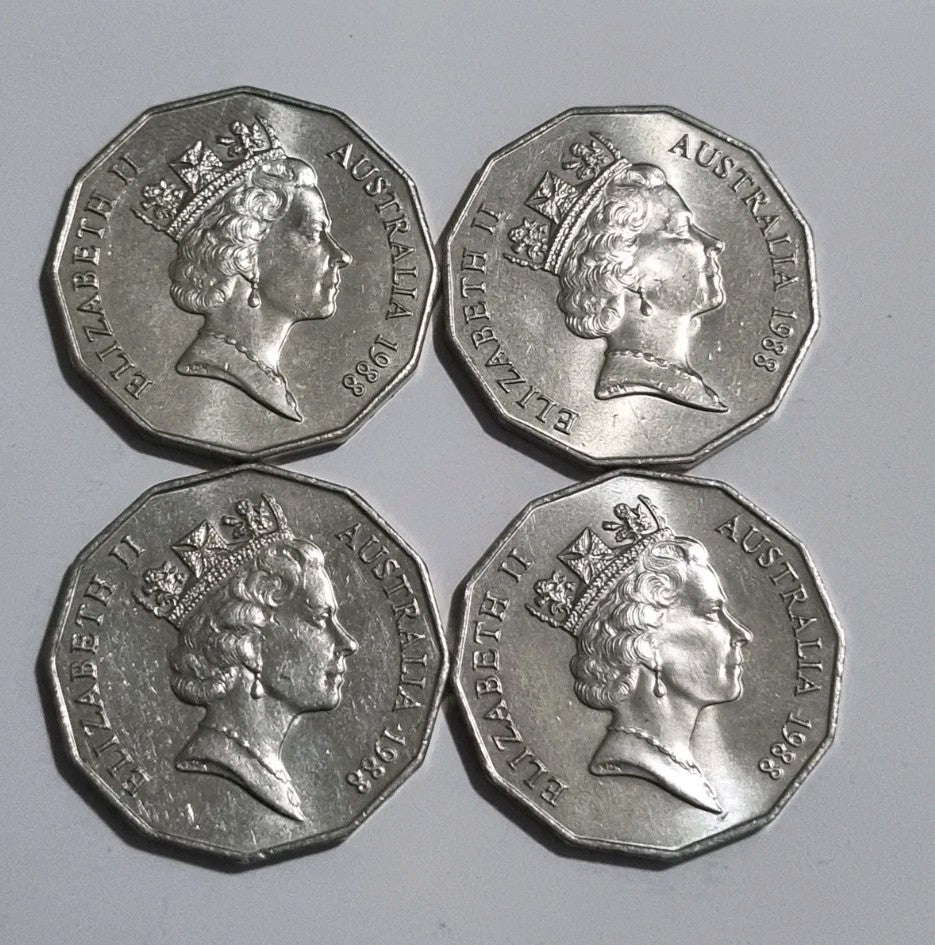 4 x 1988 - 50 Cent Bicentennial Tall Ship Coin  - Stunning Uncirculated 